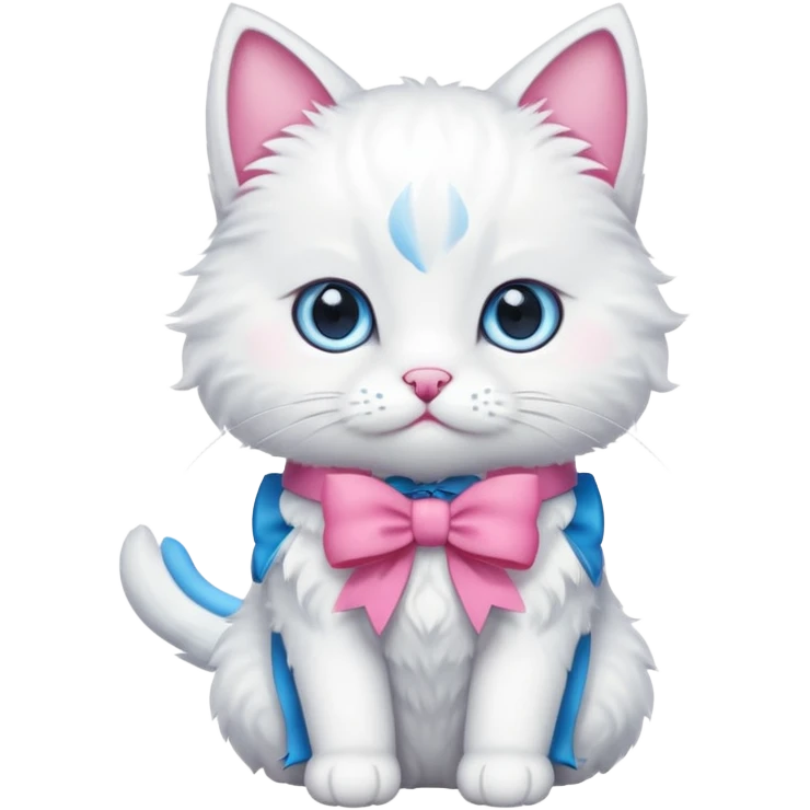 White cat with pink bow emoji