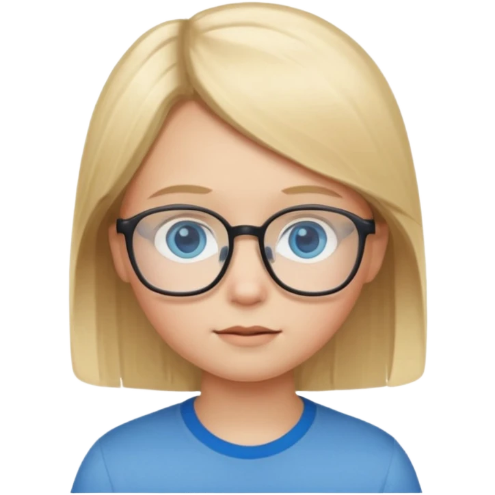 child with straight blonde hair, blue eyes, and glasses emoji emoji