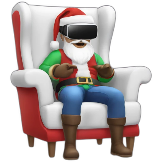 Santa in vr headset in chair emoji