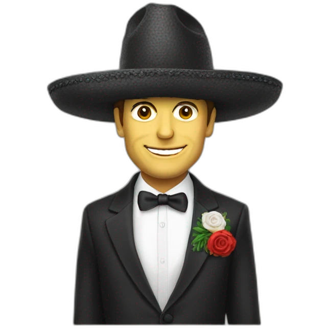 Macron bourré avec un chapeau mexicain emoji