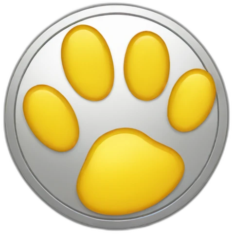 coin with paw yellow cartoony emoji