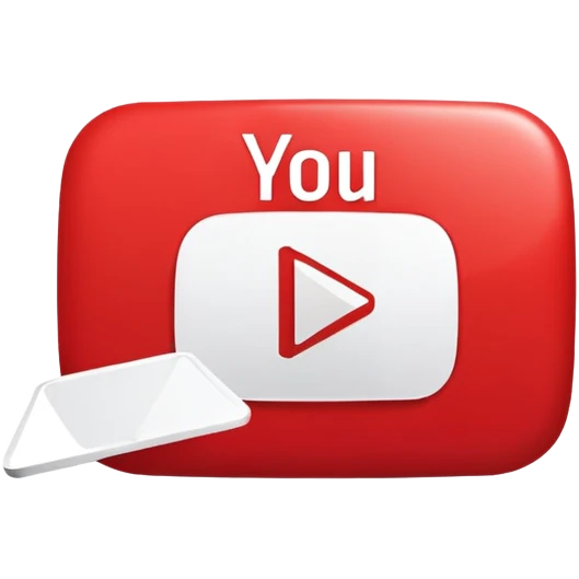 YouTube logo with play button in the center, red rounded rectangle with white play button emoji