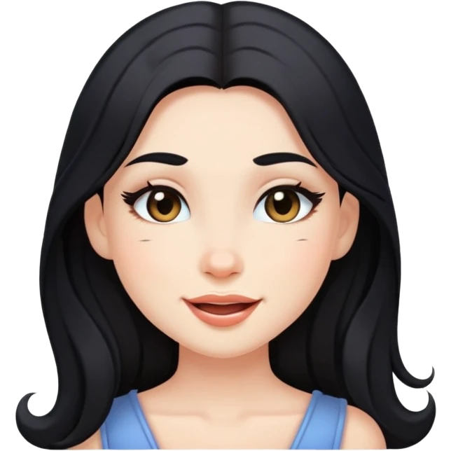 black long hair girl with soft makeup, winking emoji