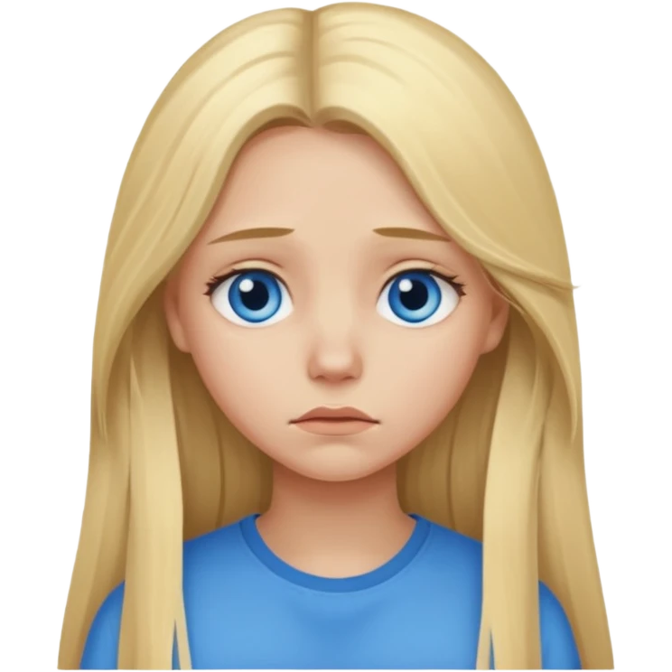 Blonde girl with long hair sad emoji