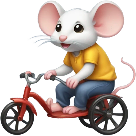 Mouse riding a tricycle  emoji