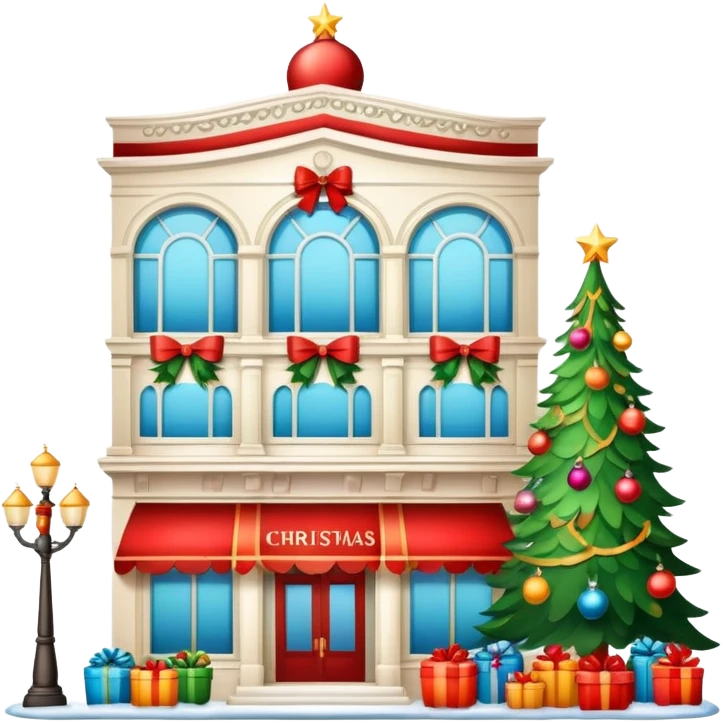 Christmas department store with holiday decorations emoji