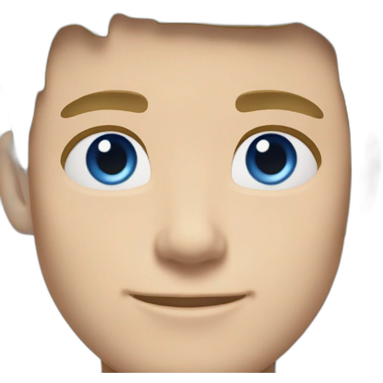 Man, 21 years old, darkblonde hair, left ear piercing, wearing AirPods in ears, blue eyes. emoji