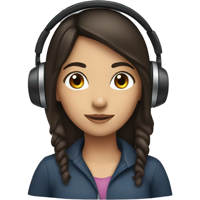 brunette girl wearing headset emoji