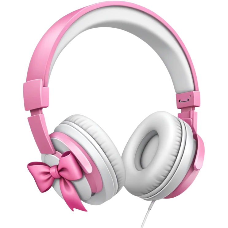 White headphones with pink bow emoji