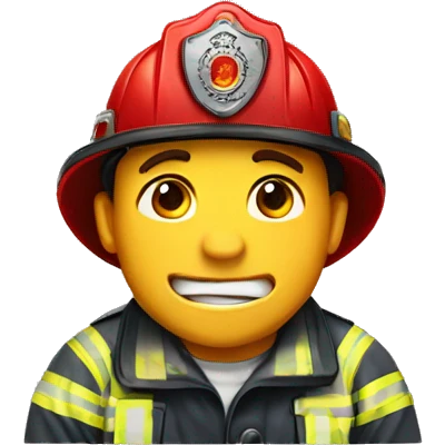 a happy crying fireman emoji