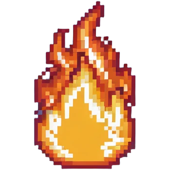 right fire end cap, flame tip pointing right, orange and yellow emoji