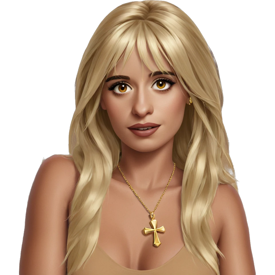 blonde girl with cross jewelry emoji