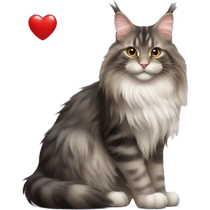 Maine coon holding a heart in its paws emoji
