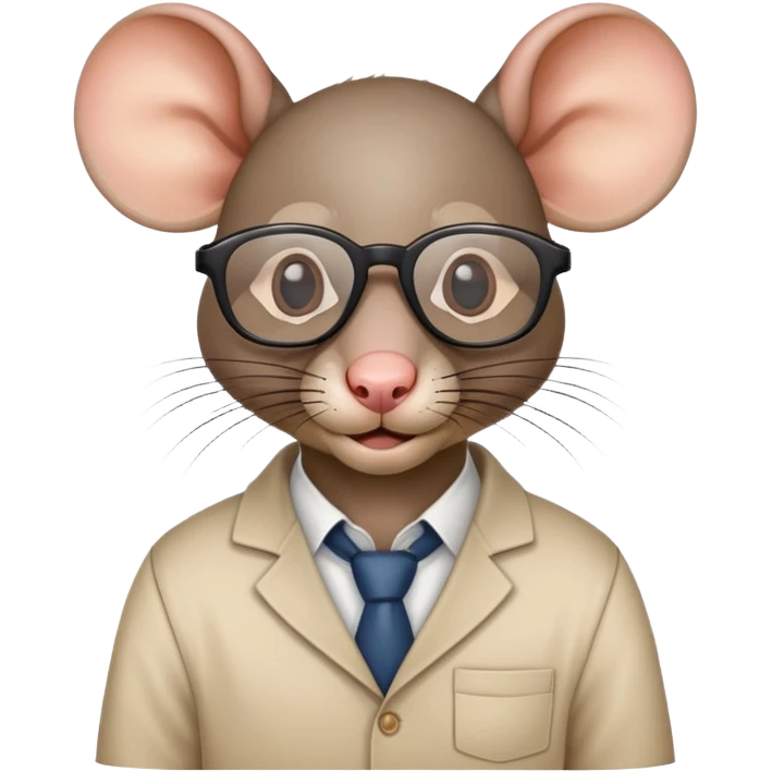 Rat with human head with glasses on emoji