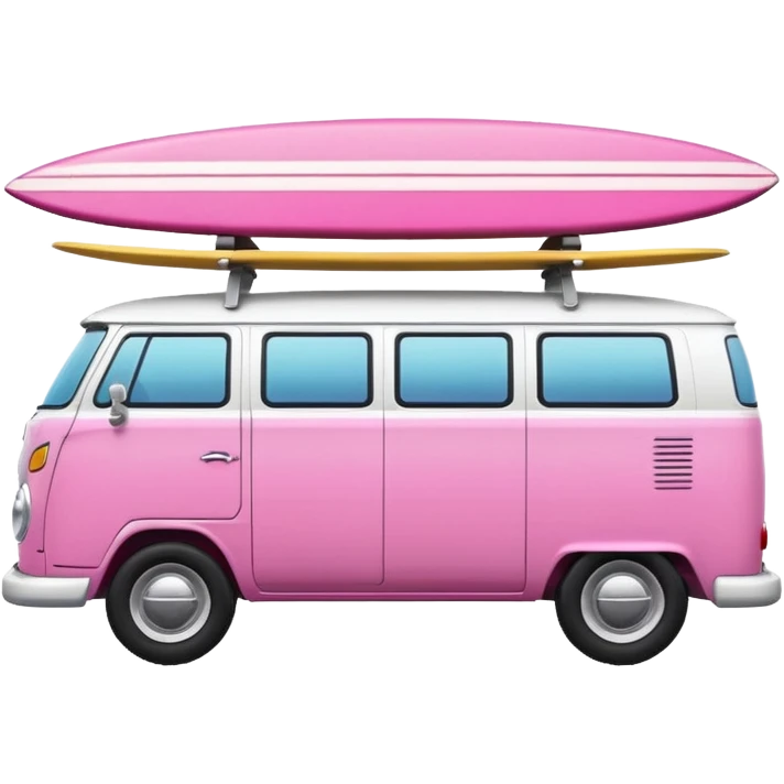 pink van with a surf board on it emoji