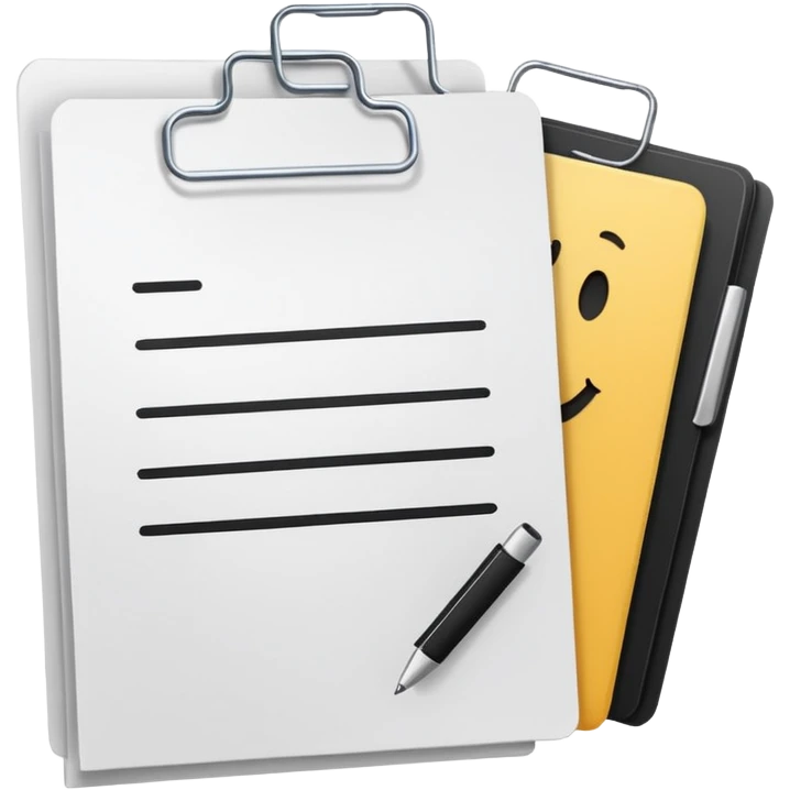 three document files clipped together with a paperclip emoji