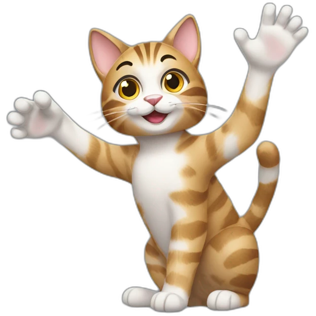 Tabby cat waving hi emoji