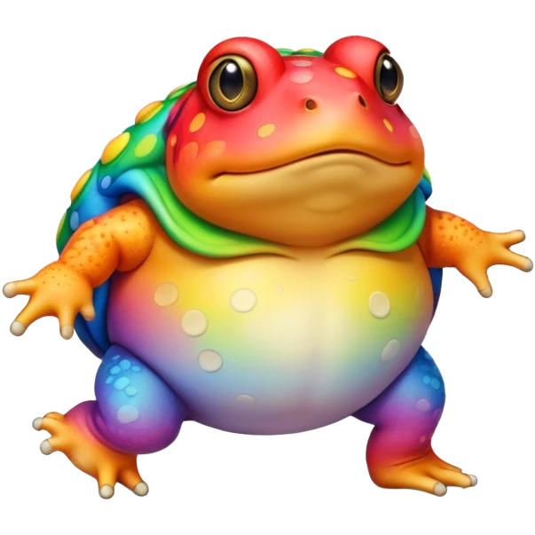 fat round rainbow toad walking emoji