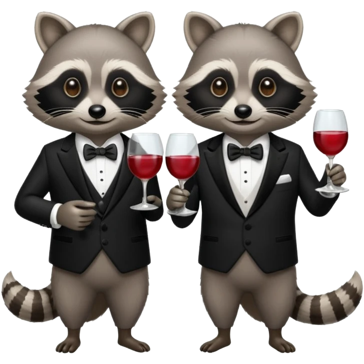 Two raccoons tinking wine glass emoji