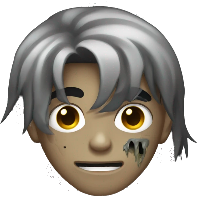 teen light skin boy zombie with long dark hair and dark eyes emoji