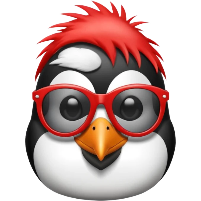 Penguin • High-Realism 3D Rendering
• Sunglasses with Red Frames
• Small Tuft/Lock of Hair on the Head emoji