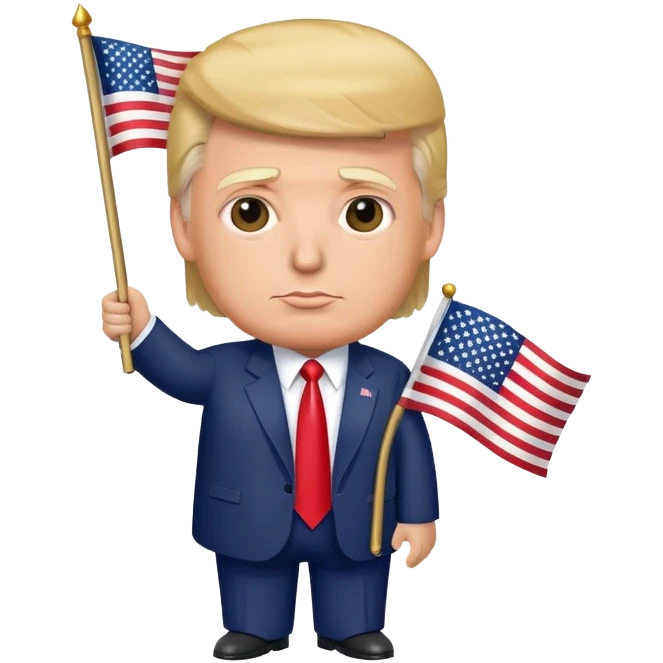 Donald Trump holding USA flag emoji