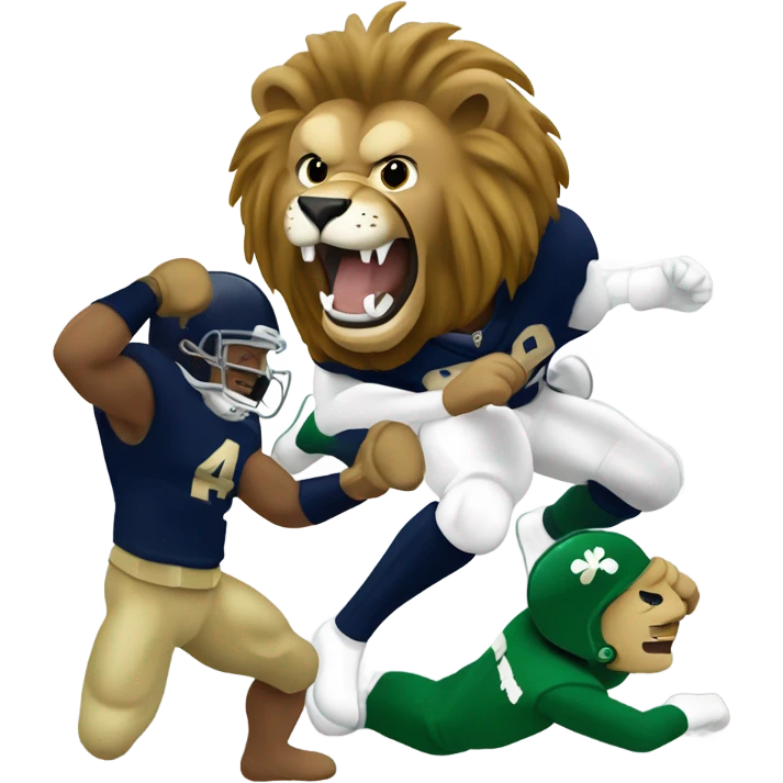 Notre dame Irish leprauchan fighting nittany lion emoji