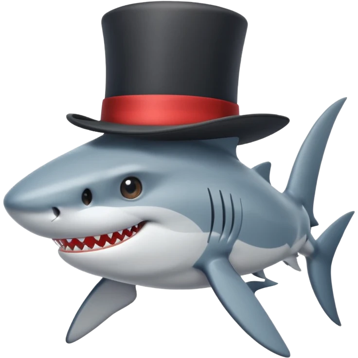 Shark with a top hat emoji