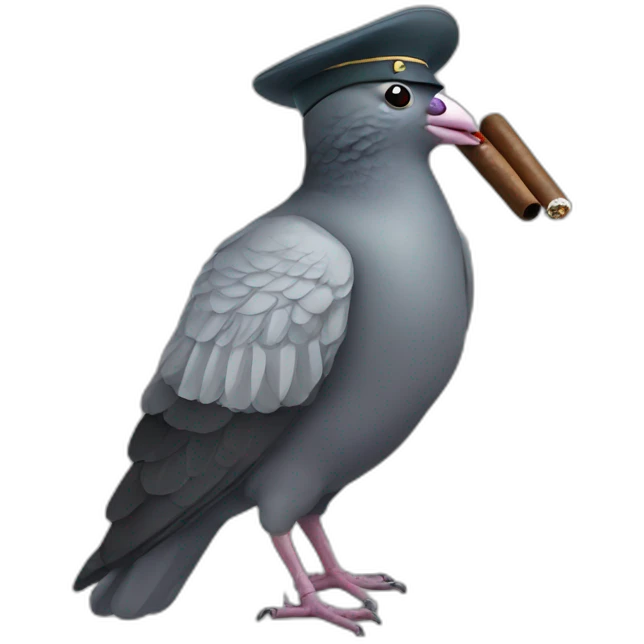 Soldier pigeon with cigar in beak emoji