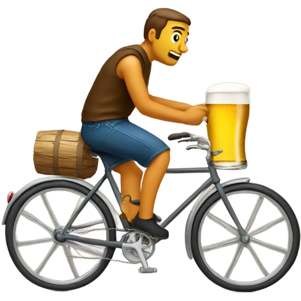 Beer riding bicycle emoji