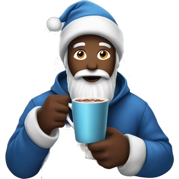 Santa Claus wearing essentials hoodie drinking hot cocoa emoji