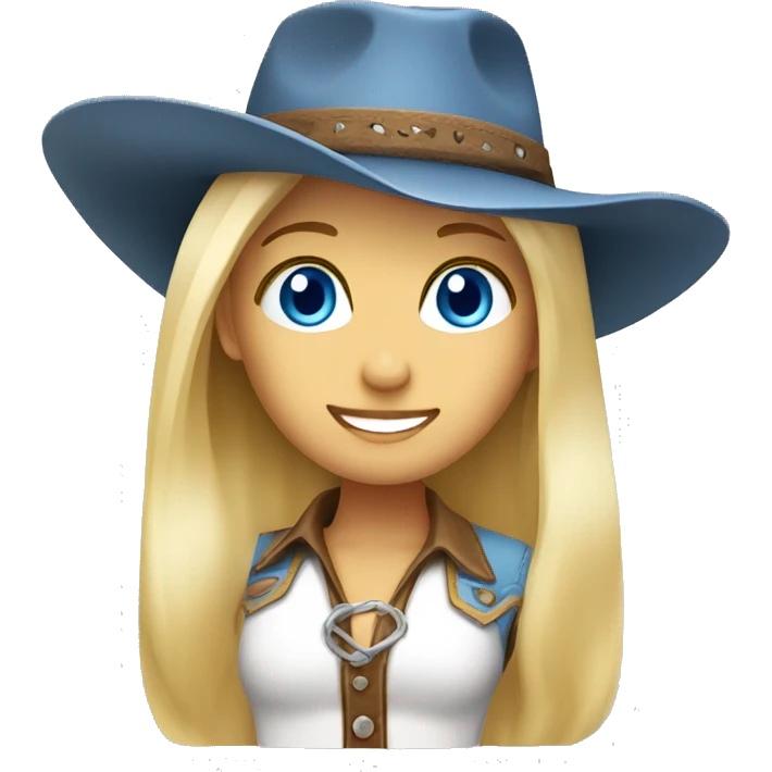 Blonde blue eyed wearing cowboy hat lady emoji