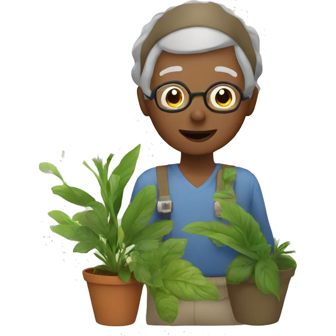grandparents with plants emoji