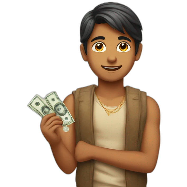Indian aspirational boy and money emoji