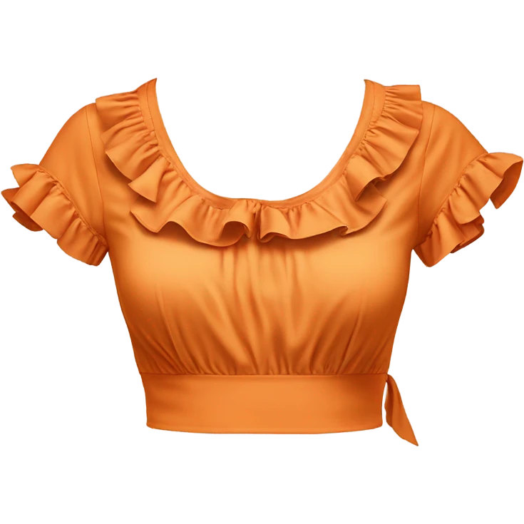 Realistic orange cut out crop top blouse. Ruffles. Isolated. Fancy sash emoji