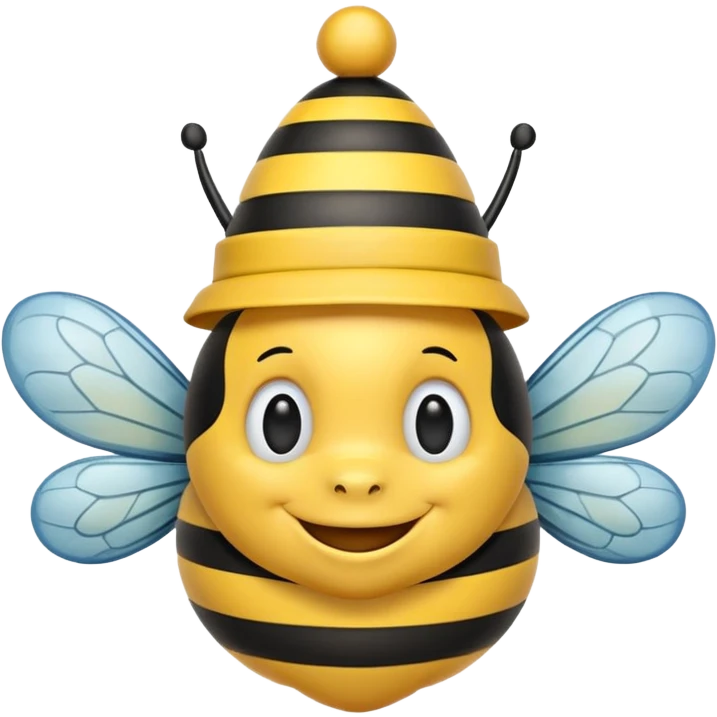 Bees with Birthday Hat, Happy bee with striped party hat emoji