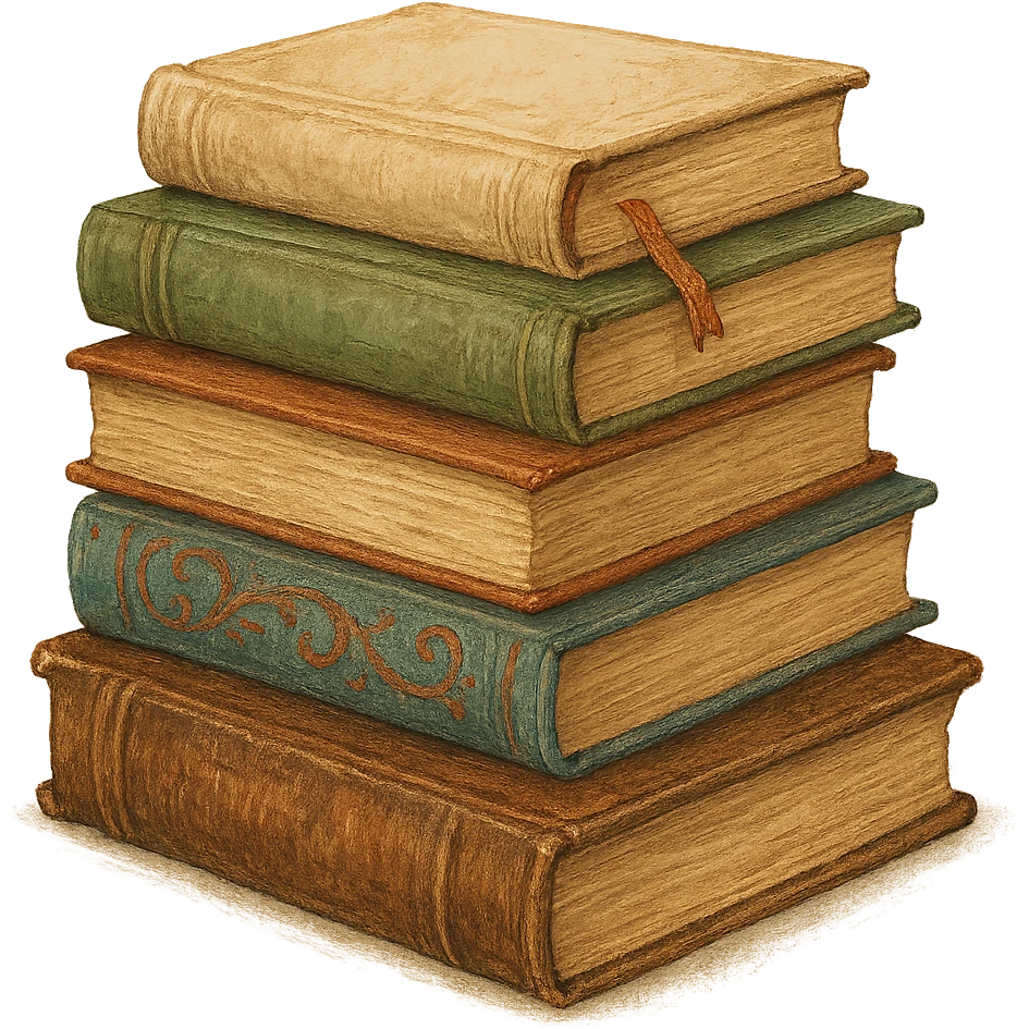 aesthetic stack of books, no background emoji