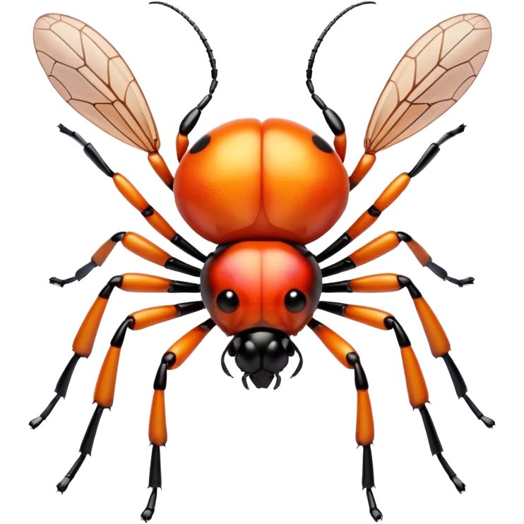 3D iPhone style emoji of a cute bug, colorful and detailed, six legs, shiny exoskeleton, isolated on white background, soft shadows, high detail, playful and cute. emoji