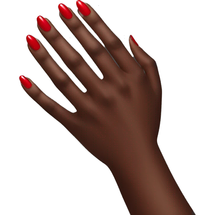 red nail polish on dark skin hand emoji