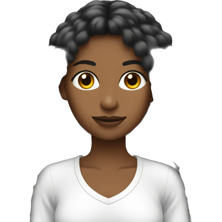 Mujer pelo negro largo flequillo piel blanca emoji