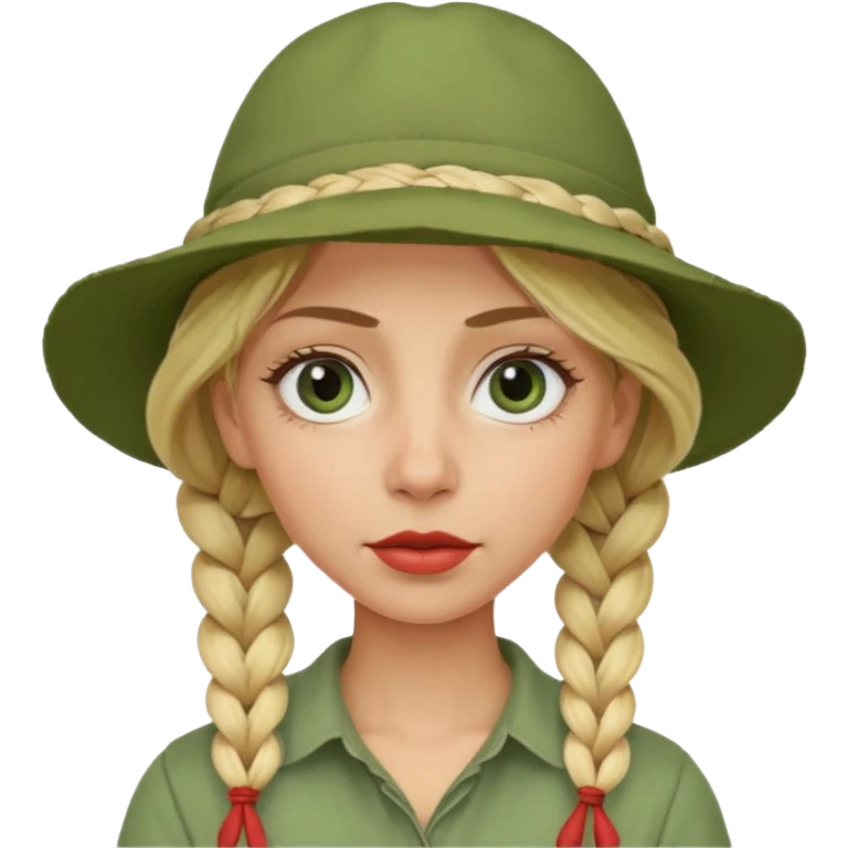 messy green clay mask and red tourist hat blond braided woman big eyes emoji