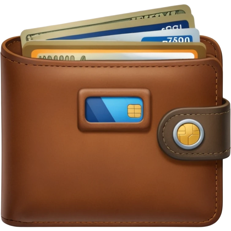 portefeuille marron avec quelques billets et carte bancaire emoji