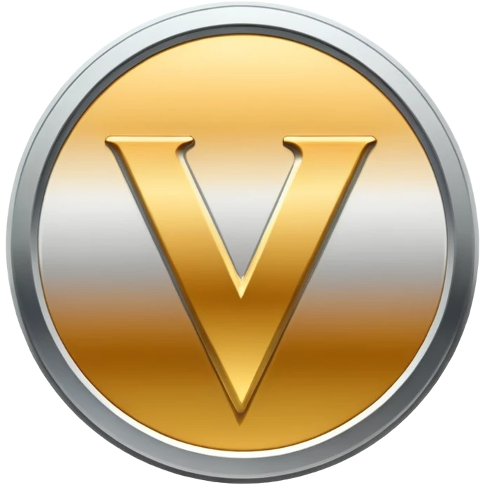 Gradient coin with letter V emoji