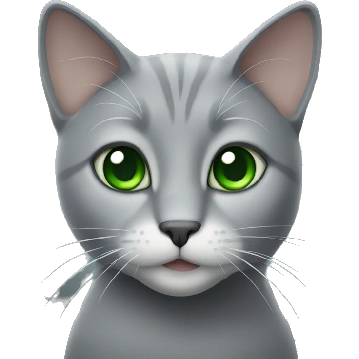Grey cat with green eyes emoji