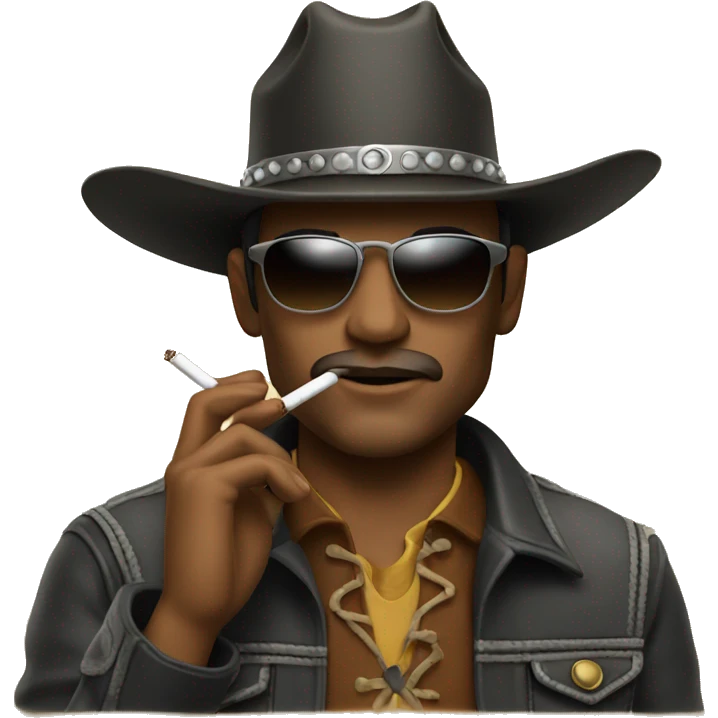 Cowboy wearing sunglasses smoking cigarette emoji