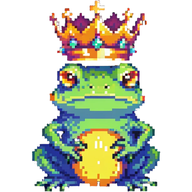 frog king with crown and glowing aura emoji