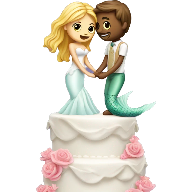 wedding cake with mermaid emoji