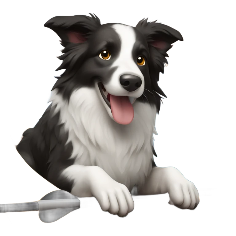 Border collie paddling a kayak  emoji