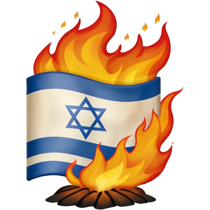 an israeli flag on fire emoji