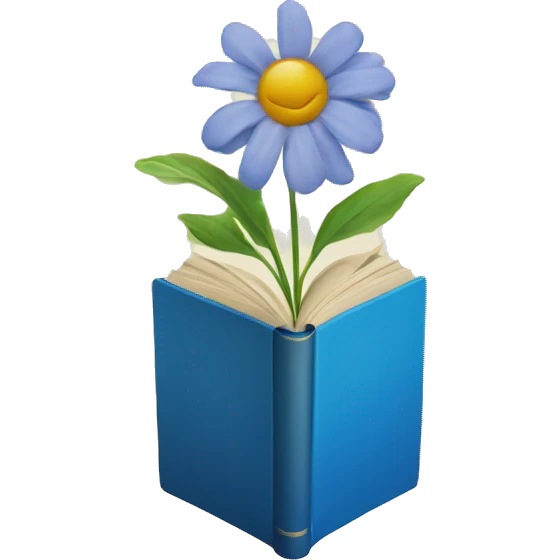 Book with blue cover with flower on it emoji